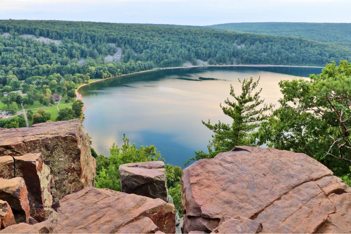 Overlooking View of Trees and Lake